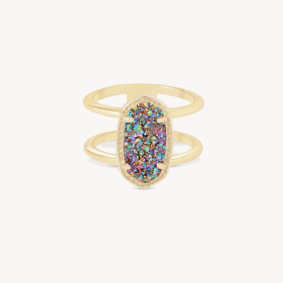 Kendra Scott Elyse Gold Ring in Multicolor Drusy - Picture 7 of 9
